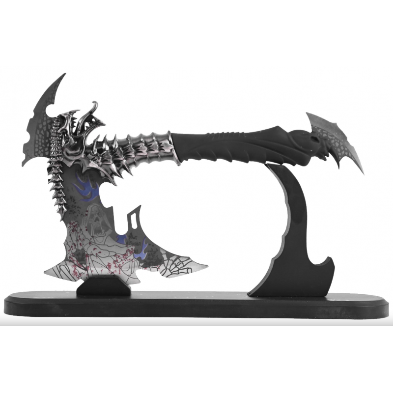 Decorative skull axe 31cm (stand included)
