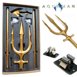 Trident Aquaman taille réelle métal doré Reproduction de collection 210cm